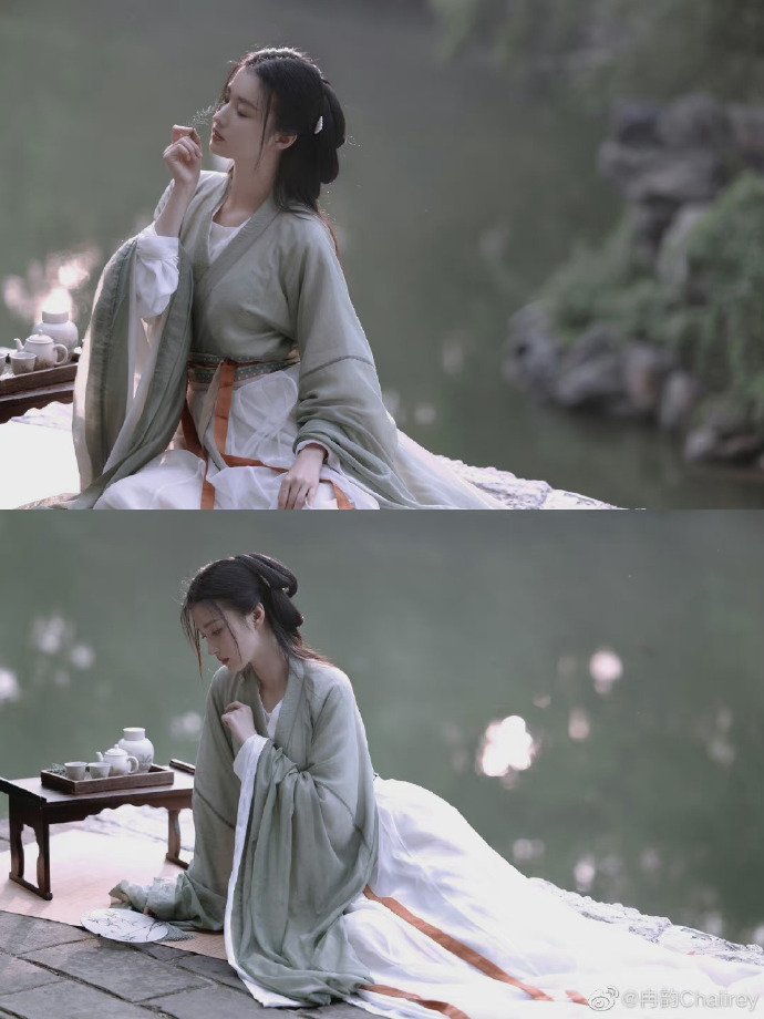 美的但三次汉服写真还是最喜欢冉韵拍的中间这套绿色，很清冷简约古典 ​ 预览 6