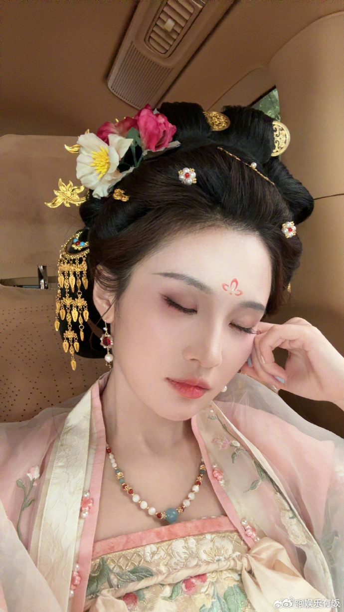 ## 张慧雯这组汉服图太有唐宋美人那味儿了！柔粉襦裙衬得气质温婉娴静，精致繁复的 预览 2