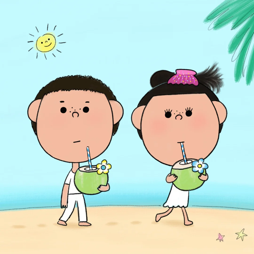 来海边喝椰子啦，并拍了个人写真 预览 2